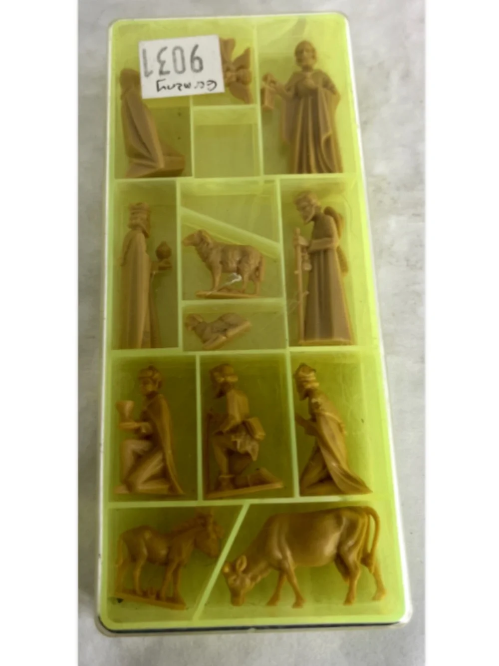 Vintage Miniature Nativity Set Plastic West Germany 1950s Christmas Missing Baby